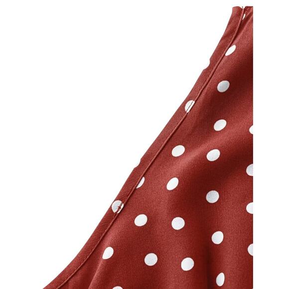 Plus Size Polka Dot Dress 4XL Deep V Neck Fit and Flare Red US 20 - Picture 3 of 12